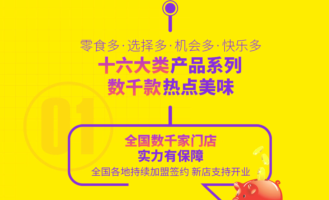 零食多十六大類產品系列，數千款熱點美味